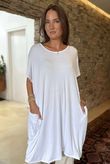 Made in Italy Perfect Pocketed T Shirt Dress White /88 =